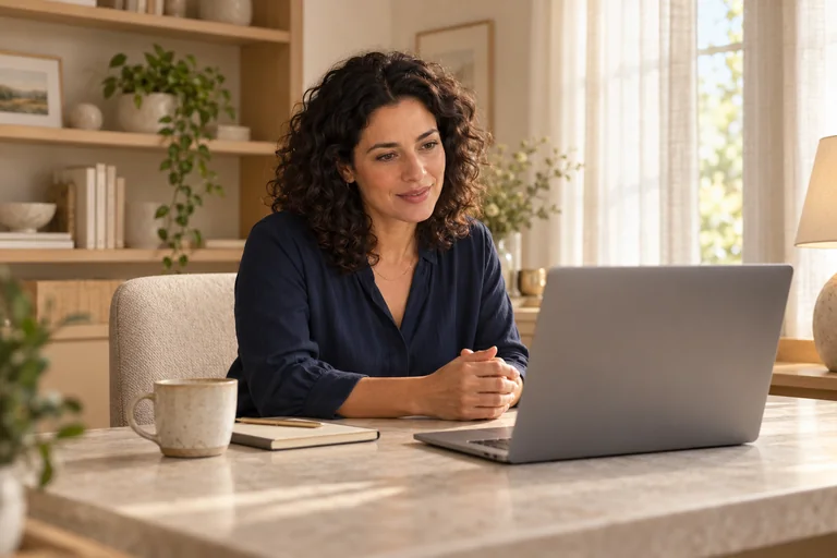 A person connecting with their care team from home